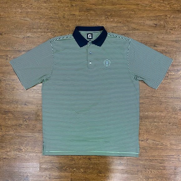 FootJoy FJ Blue Green Bengal Striped Performance Stretch Golf Polo Shirt Mens XL - Picture 1 of 10